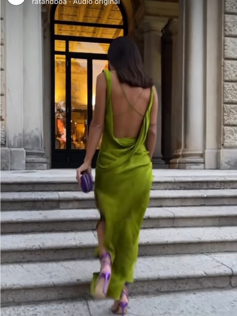 Rat & Boa Moss Green Backless Draped Slip Dress